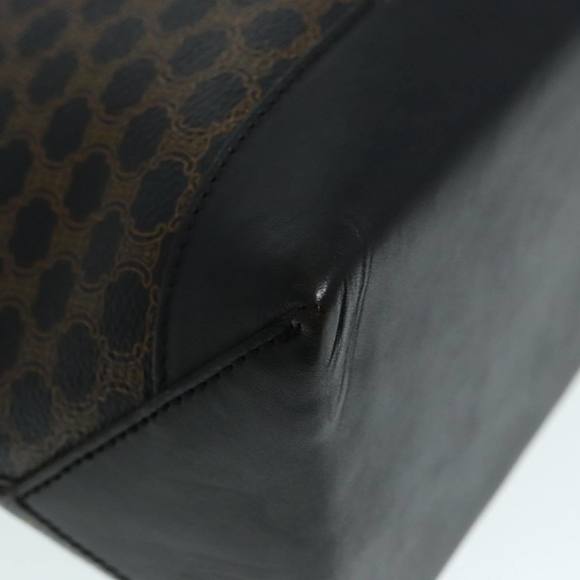 CELINE Macadam Canvas Hand Bag PVC Black Gold Auth 90948 - Picture 10 of 16